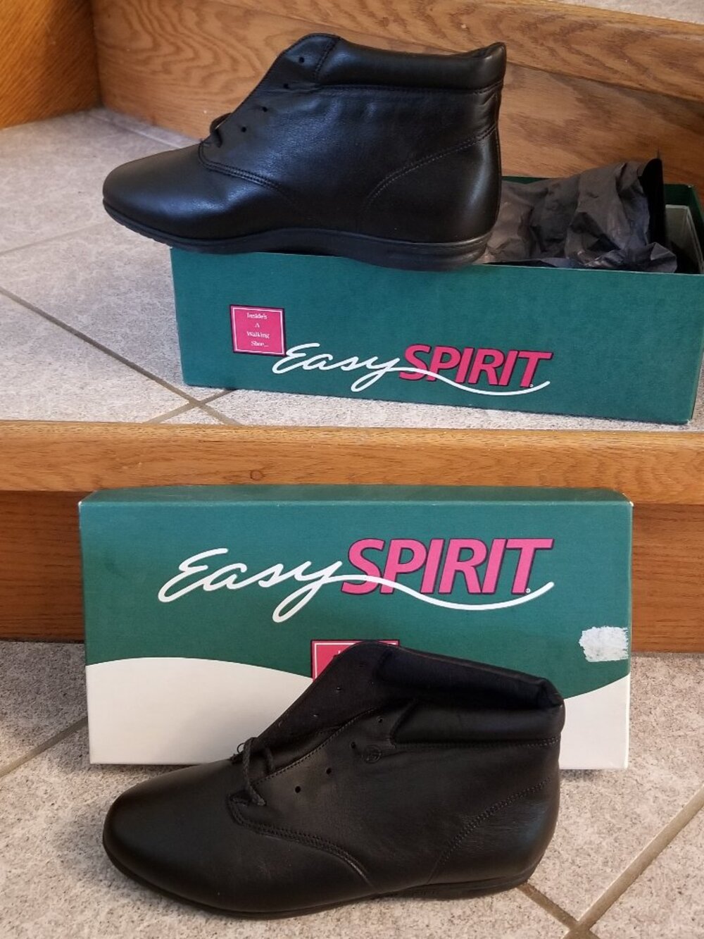 Easy Spirit black leather high-top walking ankle boots